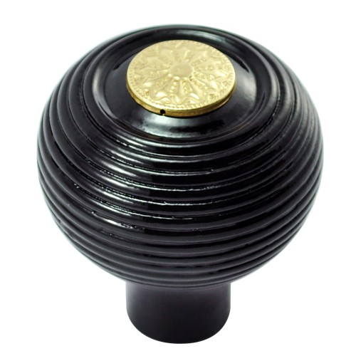 55mm Round Wooden Cabinet Knob with Polished Lacquered Coin 